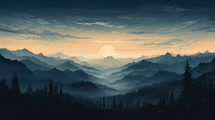Obraz premium Silhouette of mountains