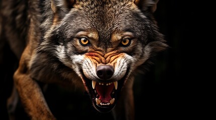 A Growling Red Wolf