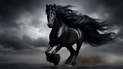 Obraz na płótnie Canvas A Friesian Horse Portrait
