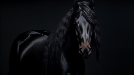 Fototapeta na wymiar A Friesian Horse Portrait