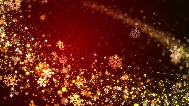 Christmas particle background with snowflake and particle light flowing