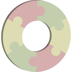 Infographic 3D Pie Flow Chart Jigsaw Puzzle Cycle Diagram with 6 Sections