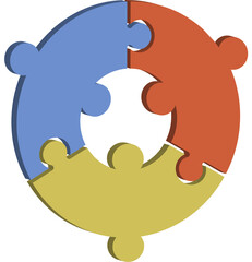 Infographic 3D Pie Flow Chart Jigsaw Puzzle Cycle Diagram with 3 Sections