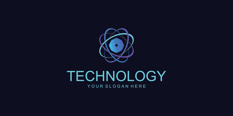 Creative technology logo design with modern style| premium vector