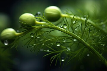 green plant with water droplets on its leaves. Generative AI