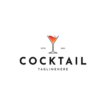 Vintage Retro Cocktail logo design idea. alcohol drink icon. Cocktail glass vector design template