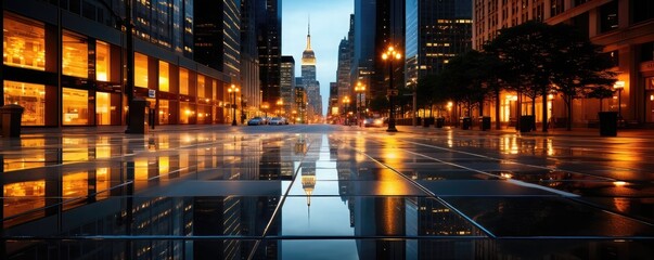 Streets of New York City at night