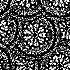  Floral pattern in a circle. Mandala.                                              Antistress coloring book for children and adults. 