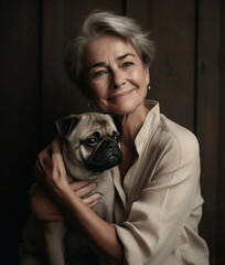 Portrait of mature woman with her dog