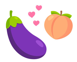 Eggplant and peach emoji