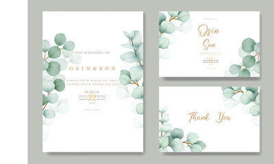 Elegant eucalyptus wedding invitation card set