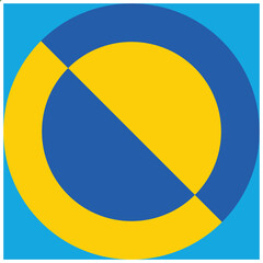 Fototapeta premium geometric background of a circle isolated on a blue background. Geometric Background with circle shapes in blue and yellow colors. Editable abstract backgrounds