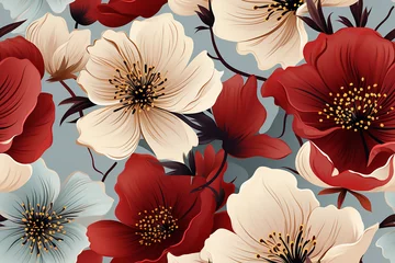 Gardinen Blumen Muster  seamless floral pattern set Modern exotic design for paper, cover, fabric, interior decor and other users. Generative Ai  © Miljan Živković