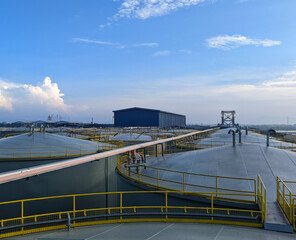 The view from the top of the storage tank for cooking oil and crude palm oil