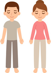 Man and woman in Shavasana meditation