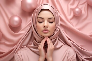 Portrait of young beautiful muslim woman in hijab ai generated