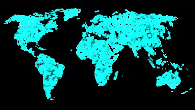 World Map with particles and light background loop