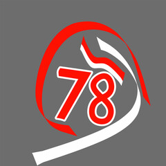 illustration of the number 78 in red and white on a gray background