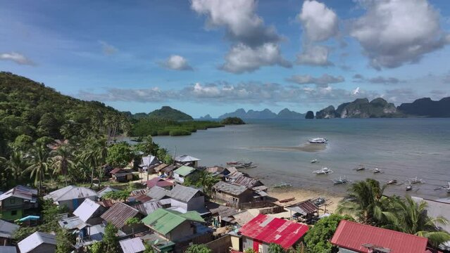 Authentic Village Among The Incredible Landscapes Of Palawan, Philippines, Aerial View