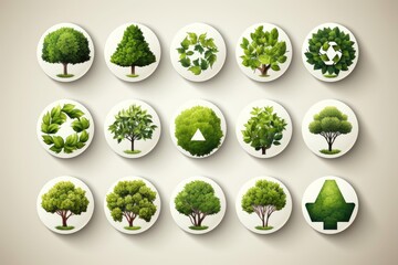 Ecosystem restoration, environment day concept tree background. Recycle icon paper cut banner with forest. Ecology project concept, Generative AI illustration