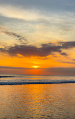 Sunset at Legian beach in Bali Indonesia