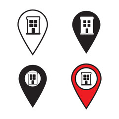 Office destination pin icon set. Map pin marker icons , Contains such Icons as Map with a Pin, Route map, Navigator, Direction and more. 