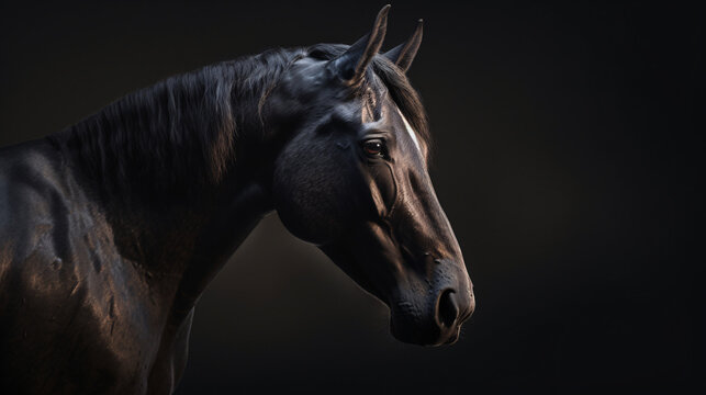 portrait of a horse animal brown farm generative ai © KWY