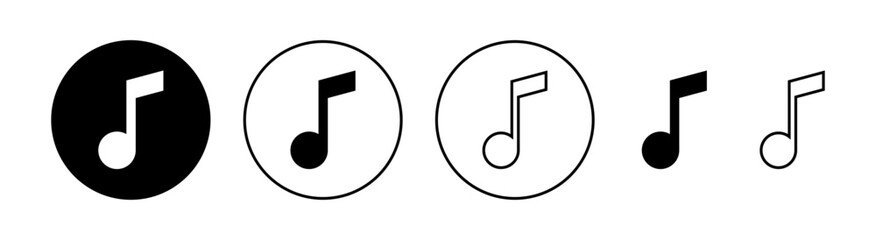 Music icon set  for web and mobile app. note music sign and symbol