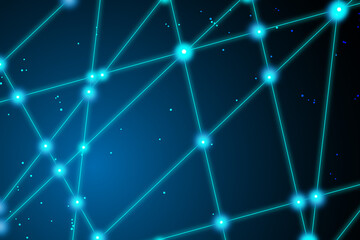cyber abstract blue background with stars and lessor lines  - obrazy, fototapety, plakaty