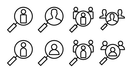 Hiring icon set illustration. Search job vacancy sign and symbol. Human resources concept. Recruitment