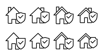 Obraz premium home insurance icon set illustration. home protection sign and symbol