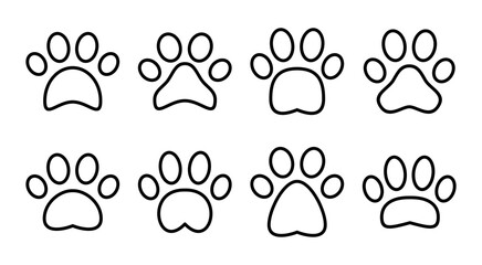 Paw icon set illustration. paw print sign and symbol. dog or cat paw