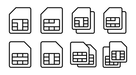 Sim card icon set illustration. dual sim card sign and symbol