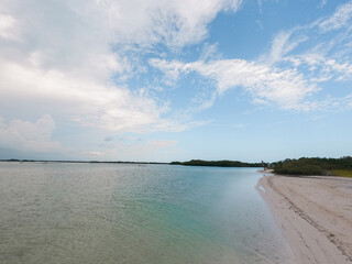 Caribbean beach with mangroves on the island of Holbox