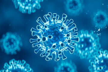 Fototapeta na wymiar Flu virus close-up concept image, 3d rendering