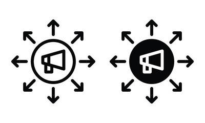 Broadcast advertising icon with outline and glyph style.