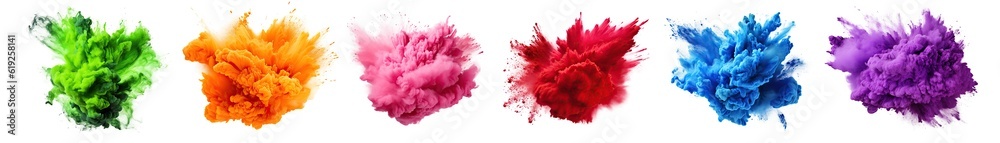 Canvas Prints a colorful smoke explosion isolated on white background - generative ai