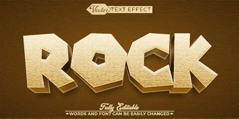 Cartoon Brown Rock Vector Editable Text Effect Template