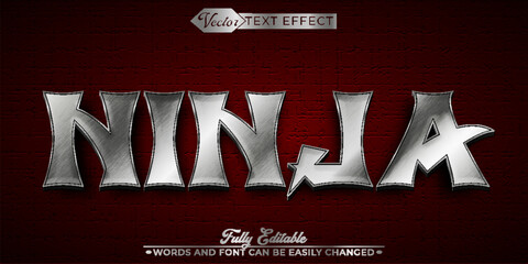 Silver Ninja Vector Editable Text Effect Template © Anka Design