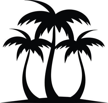 Palm tree icon template vector illustration, palm silhouette, Coconut palm tree icon, simple style, banners and promotional items, Design of palm trees for posters