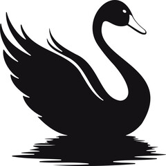 Obraz premium silhouette of a swan sticker and tattoo design, black and white swan wall decal sticker