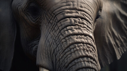 close up of a elephant animal mammal wildlife eye generative ai