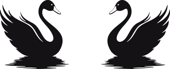 two swans on the lake vector design on dark background, Welcome banner of swan