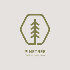 pine tree logo illutration line art