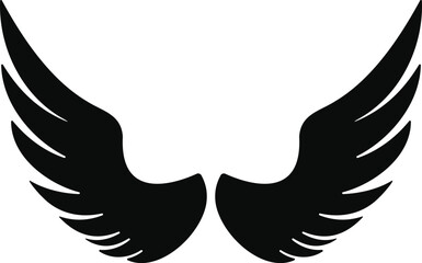 Silhouette of pair wings, angle wings black design elements Vector illustration, t-shirt and sticker tattoo