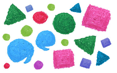 Oil Pastel Shape Collection texture. shape background.