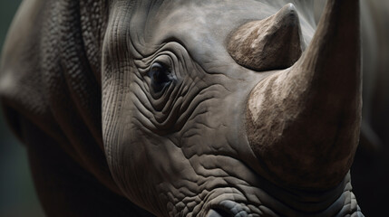 Fototapeta na wymiar rhino head close up animal mammal wildlife horn generative ai