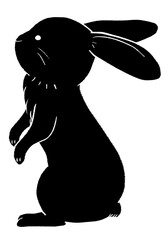 Black and white Rabbit standing clipart PNG