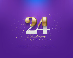 Unique classic number 24th, for an anniversary celebration with a luxurious design. Premium vector for poster, banner, celebration greeting.