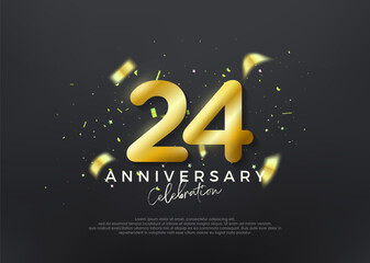 24th anniversary numbers. gold luxury vector background premium. Premium vector for poster, banner, celebration greeting.